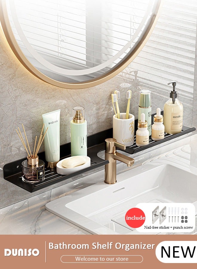 DUNISO Bathroom Shelf Organizer Over Faucet, U-Shaped Sink Drain Storage Rack Organizer, Wall Mount Rack Storage Organizer Shelf for Kitchen,Bathroom Sink Shelf Over Faucet (50CM)  - Image 1