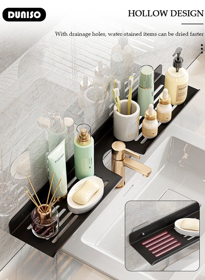 DUNISO Bathroom Shelf Organizer Over Faucet, U-Shaped Sink Drain Storage Rack Organizer, Wall Mount Rack Storage Organizer Shelf for Kitchen,Bathroom Sink Shelf Over Faucet (50CM)  - Image 2