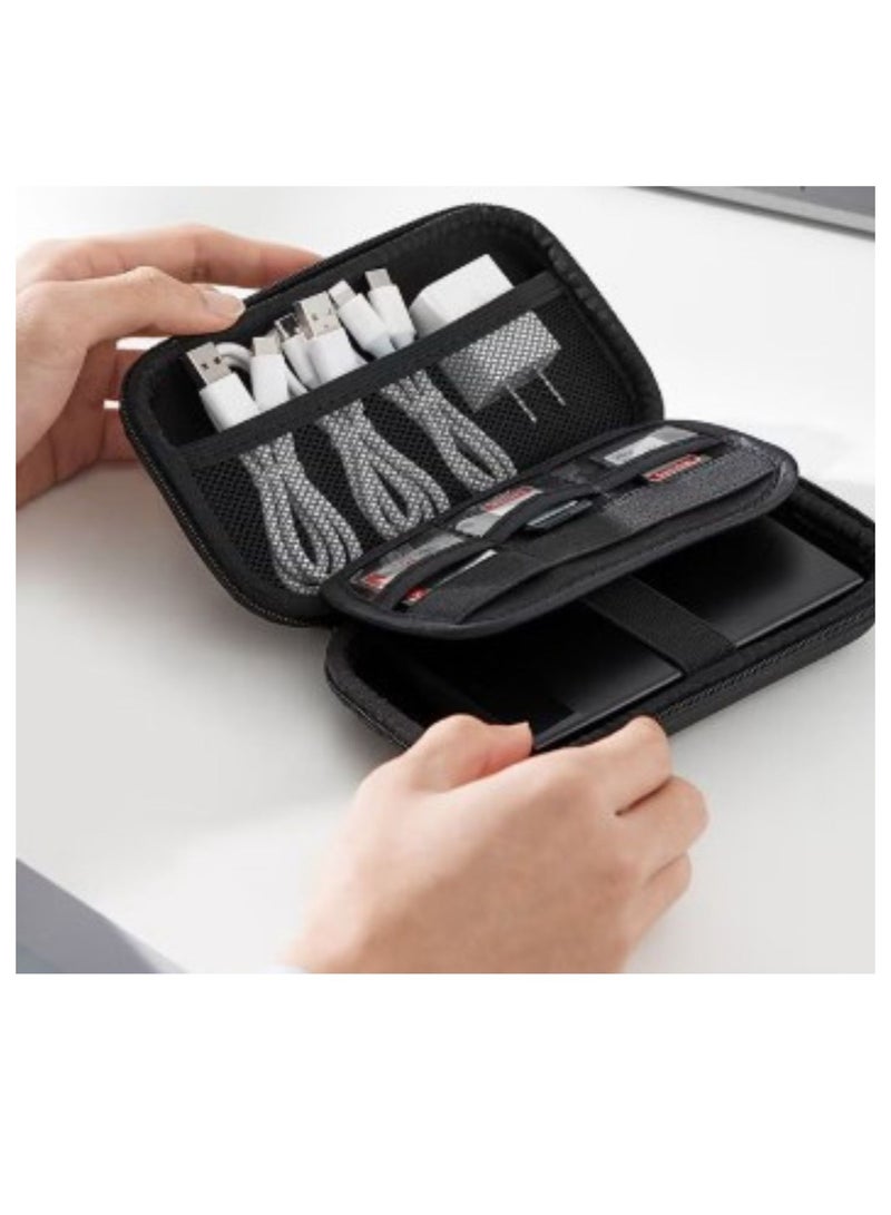 Terabyte External Hard Drive Case Bag, Travel Electronic Accessories Organizer Bag For 2.5 Inch Hard Drives, like Power Bank, USB Cable, Earphone, Cards and More Black - Image 1