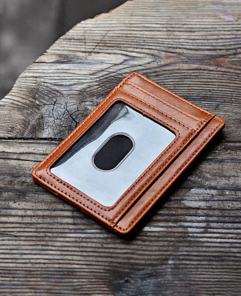 Buffway Slim Minimalist Front Pocket RFID Blocking Leather Wallets for Men and Women - Alaska Brown - Image 3