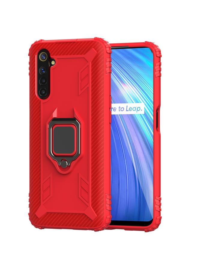 اس-توب جراب حماية من ألياف الكربون لهاتف OPPO Realme 6 مع حامل حلقي يدور 360 درجة - Image 2