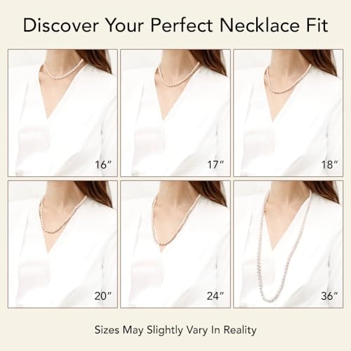 The Pearl Source Real Pearl Necklace for Women with AAA+ Quality Round White Freshwater Genuine Cultured Pearls | 17-inch Pearl Strand with 14K Gold Plated Sterling Silver Clasp - Image 4