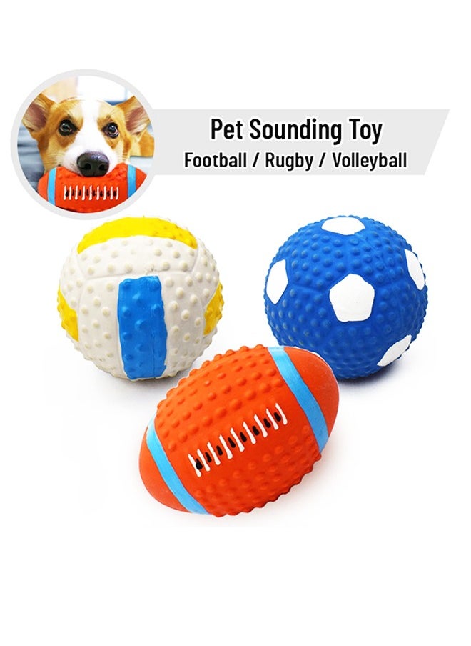 Generic 3pcs*Dog latex vocal toy teeth grinding bite-resistant boredom relief rugby soccer Small dog Training Pet Supplies  - Image 2