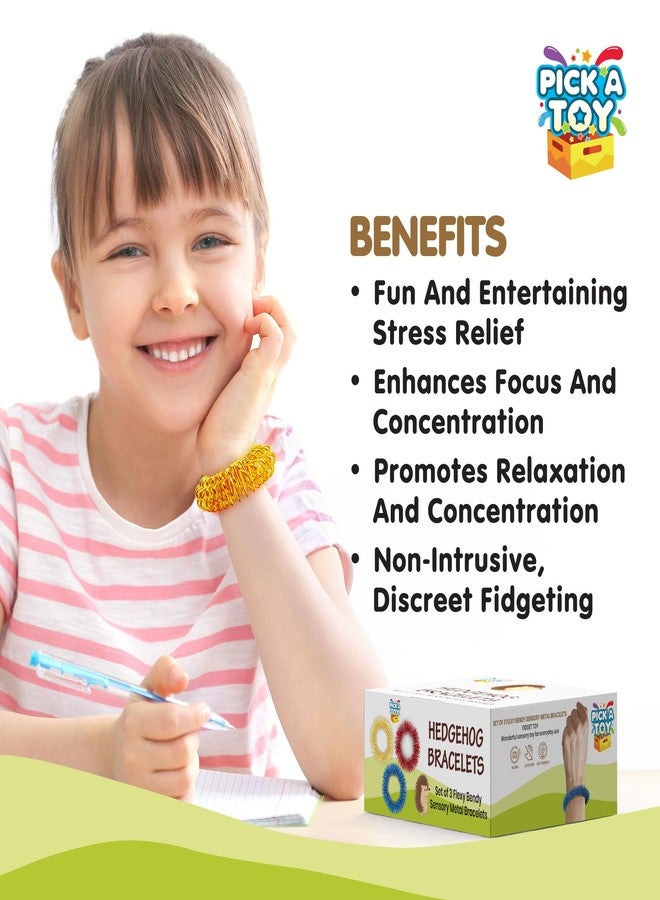 Pick A Toy مجموعة ألعاب حسية مضغوطة، 3 أساور معدنية هادئة للعلاج بالضغط للأطفال، مناسبة للأولاد والبنات، للأطفال من 5 سنوات فما فوق، مثالية لألعاب الطاولة الحسية في المدرسة - Image 4