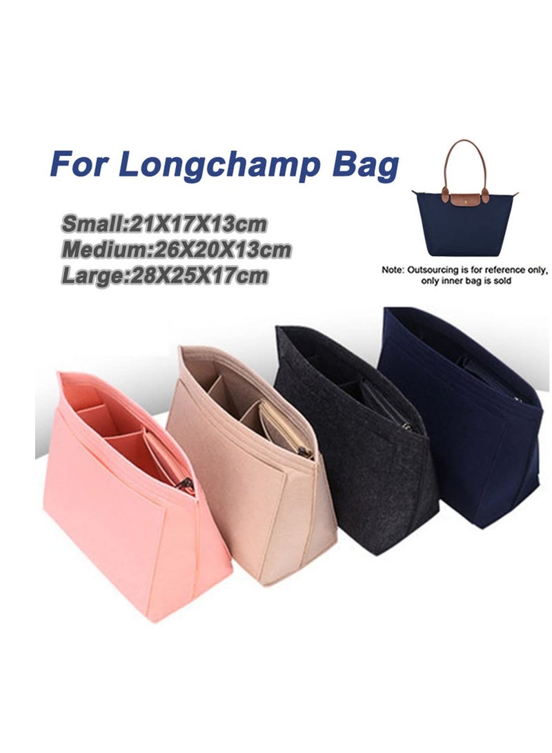 Generic Felt Handbag Organizer with Multi-Pockets and Base Shaper for Tote Bags, Ideal Insert for Longchamp and Other Handbags, Dark Gray  - Image 5