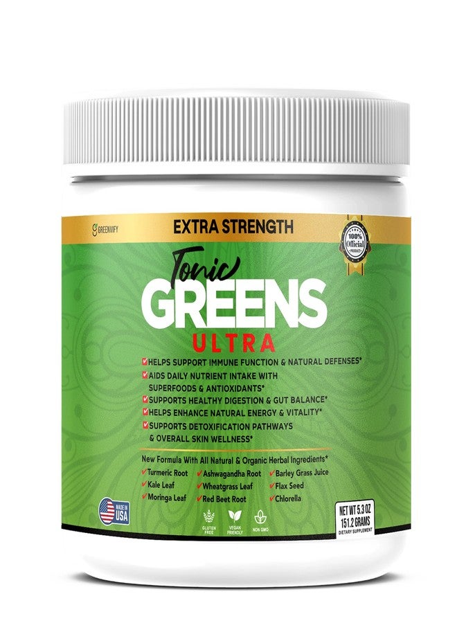 GREENVIFY Tonic Greens Ultra, Extra Strength Superfood Supplement with Wheatgrass and Antioxidants, 5.3 oz (1) - Image 1