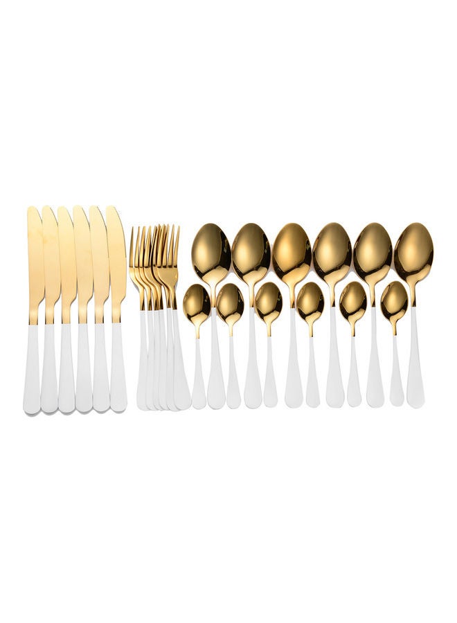 Arabest 24-Piece Stainless Steel Cutlery Set Gold/White - Image 1