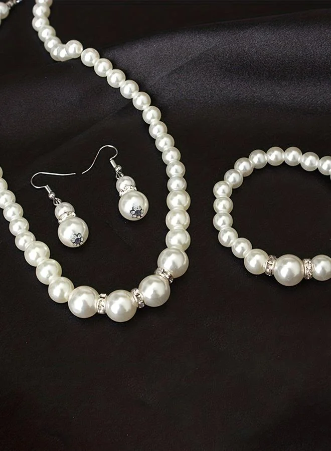 تايك تو Take Two Faux Pearl Necklace, Earrings and Bracelet Set