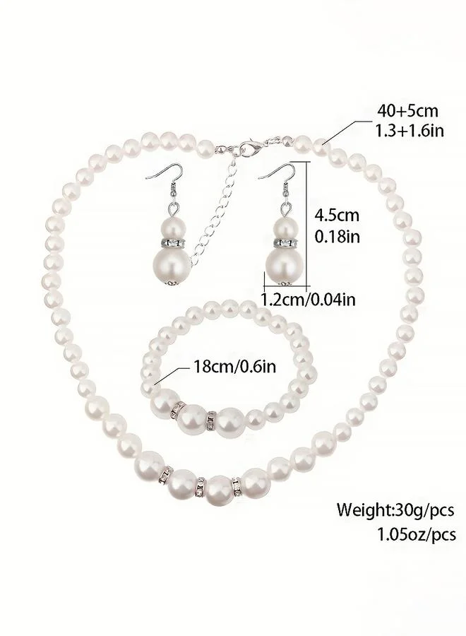 تايك تو Take Two Faux Pearl Necklace, Earrings and Bracelet Set