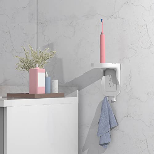 WALI Outlet Shelf Wall Holder Fit for Duplex GFCI Decorative Outlet Shell A Space Saving for Smart Home Speaker Mounts up to 20lbs with Cable Management OSH002W White - Image 3