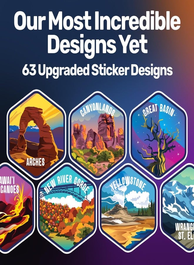 LET'S WANDER National Parks Water Bottle 2.0 Ultimate Bundle | Includes Straw Lid, Chug Lid & 2 Sets of 63 Waterproof Stickers | 32oz Leakproof Insulated Stainless Steel Gift Pack (Blue) - Image 2