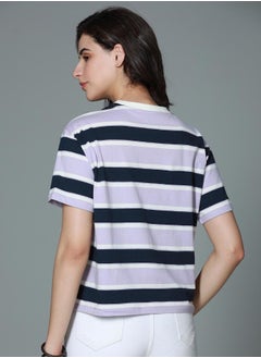 HIGH STAR Women Lavender T-Shirt - Boxy Regular Length Casual Wear  - Image 2