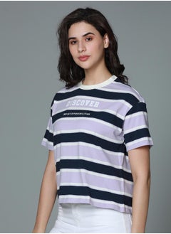 HIGH STAR Women Lavender T-Shirt - Boxy Regular Length Casual Wear  - Image 3