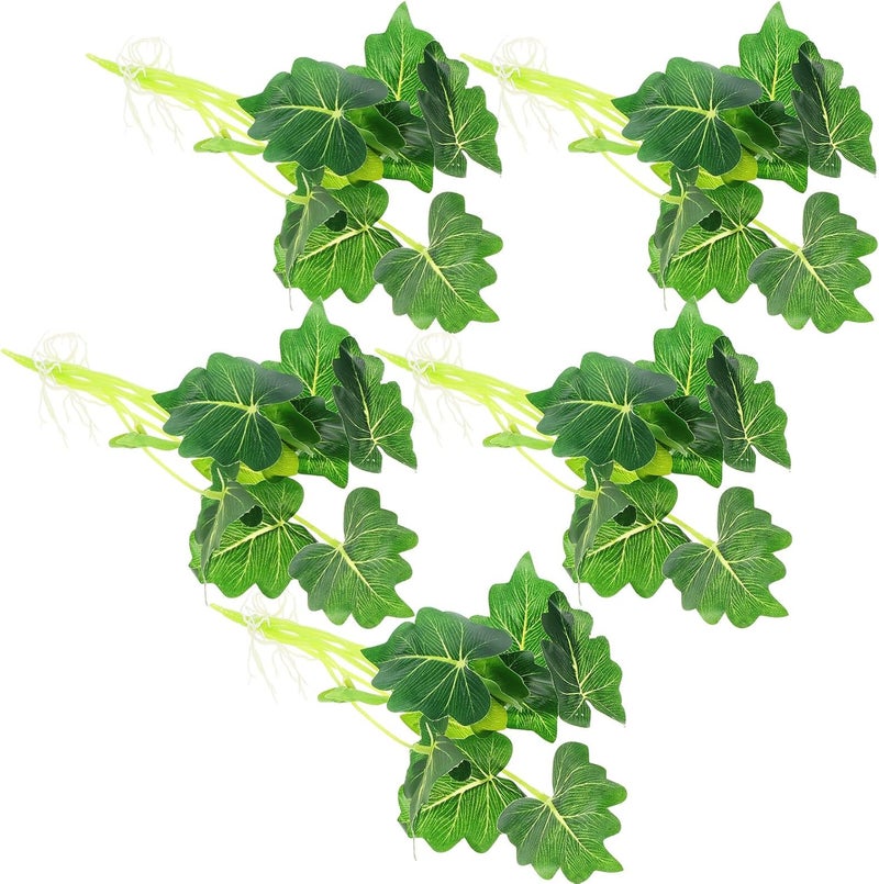 Artificial Green Leaves Stems 5pcs Faux Silk Leaf Branches for Home Table Decoration Wedding Bouquet Floral Crafts - Image 1
