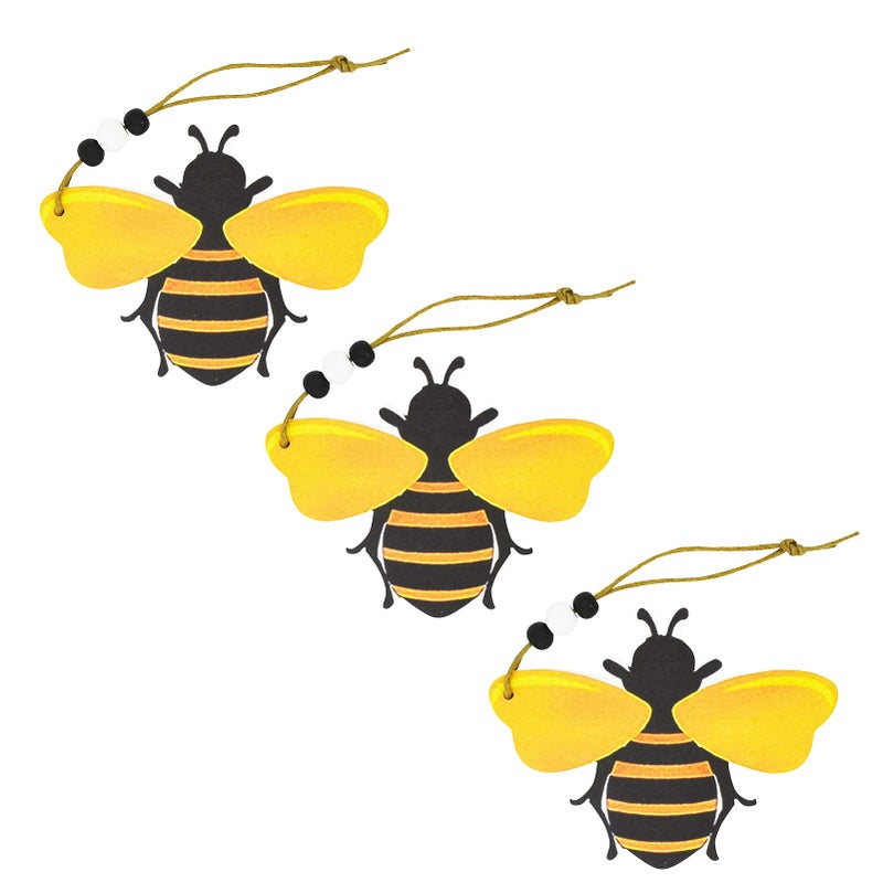 Assletes 3 Pack Bumble Bee Sign Wooden Bee Art Decoration Bees Day Honeycomb Wall Tree Hanging Pendant Cute Wood Beehive Ornament Crafts Pastoral Bee Honey Home Decor Bee