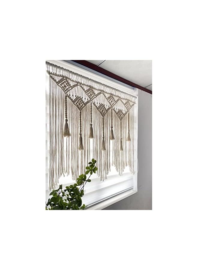 The Bros Large Macrame Wall Hanging Macrame Headboard for Bedroom Macrame Window Curtains Boho Wall Decor Wall Art tapestry Tassel Woven Wall Backdrop 31”X39” (Wood Dowels Not Included) - Image 3