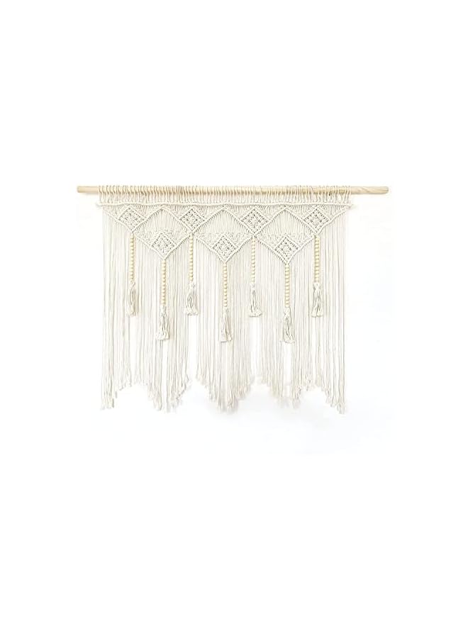 The Bros Large Macrame Wall Hanging Macrame Headboard for Bedroom Macrame Window Curtains Boho Wall Decor Wall Art tapestry Tassel Woven Wall Backdrop 31”X39” (Wood Dowels Not Included) - Image 4
