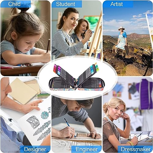 HB H & B Colored Pencils Set with Coloring Book, Eraser, and Sharpener - Perfect for Drawing and Coloring - Soft Oil-Based Cores Ideal (72) - Image 4