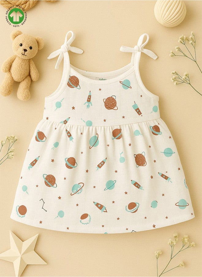 Kidbea فستان كيدبيا بنات مطبوع من قطن عضوي على شكل حرف A - Image 1