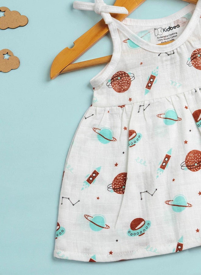 Kidbea فستان كيدبيا بنات مطبوع من قطن عضوي على شكل حرف A - Image 4