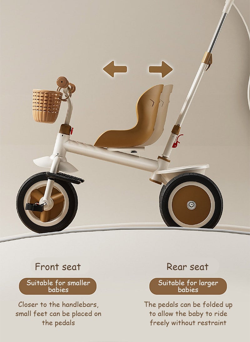 MaBaby 2 In 1 Kids Tricycles, Bicycle with Storage Basket, Adjustable Seat and Removable Push Handle, Kids Trike for 1-6 Years Boys and Girls Indoor Outdoor  - Image 4