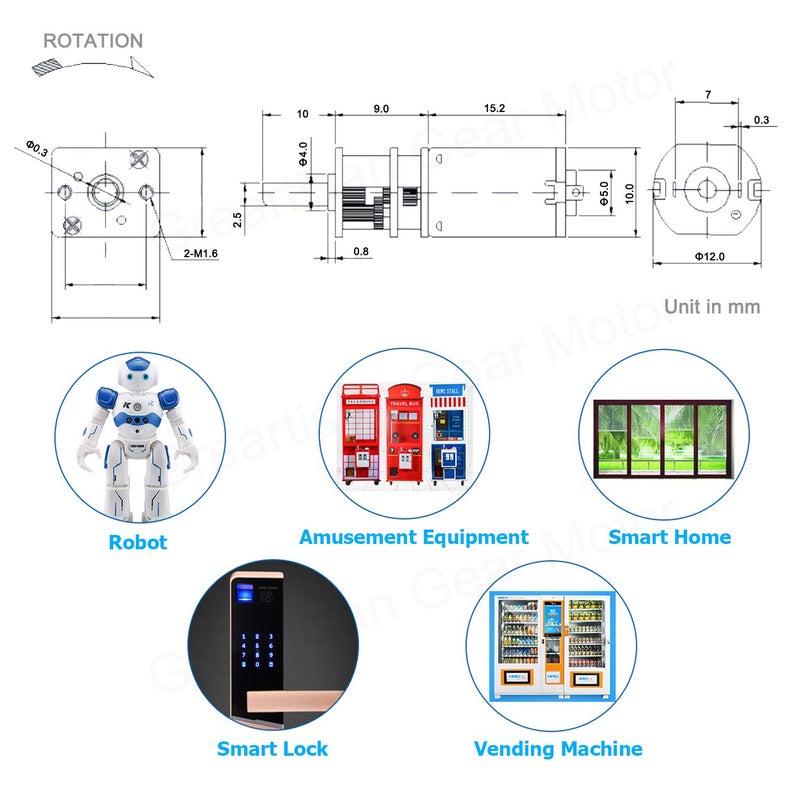 Greartisan محرك جريتارسان DC 12V 78RPM N20 عالي العزم مع علبة تروس معدنية لمحركات الألعاب RC DIY - Image 3