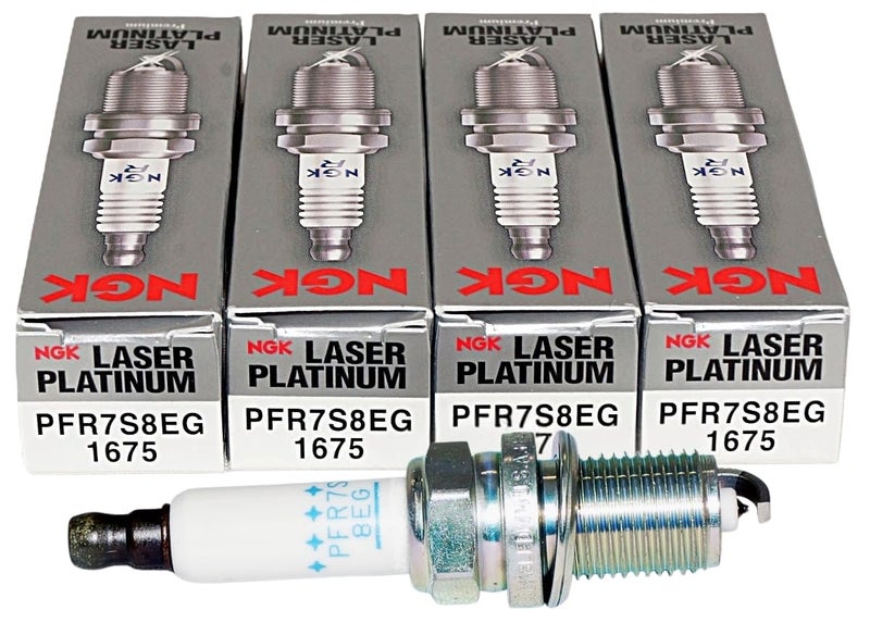 NGK 1675 Spark Plug PFR7S8EG Fine-Wire Laser Welded Dual Platinum Series Compatible with Audi, Volkswagen - 2.0L, Inline 4 Engines - (Set of 4 Spark Plugs) - Image 1