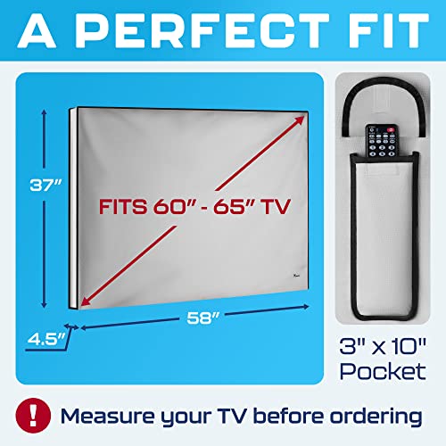 Garnetics Outdoor TV Cover 65 Inch – Waterproof, Weatherproof TV Enclosures with Smart Shield Screen Protectors, Ideal for Outdoor Use, Moving, and Storage - Gray - Image 3