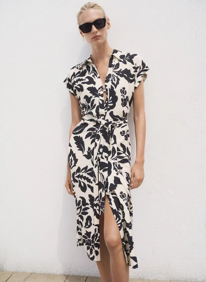مانجو Floral-print shirt-style dress