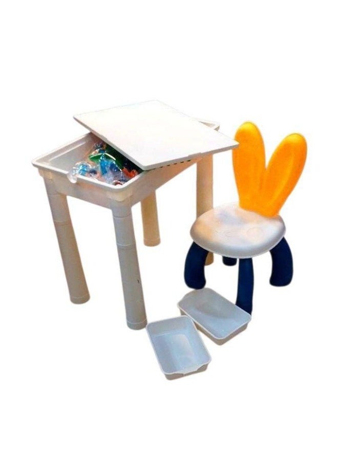 Kids Lego Table with 102 Building Blocks – Dual-Surface Design for Eating, Drawing & Construction – Rolling Ball Track Included – Storage Drawer & 2 Side Racks – Chair Included – Size 38*25*38 cm – Color May Vary - Image 5