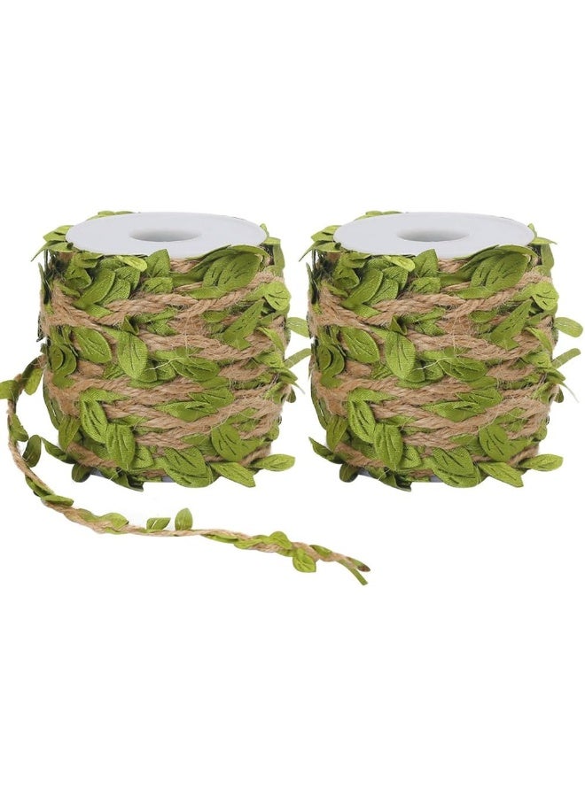 Tenn Well Burlap Leaf Ribbon 132Feet 5mm Jute Twine Vine with Artificial Leaves for Crafts Wedding Jungle Party Decor 2PCS x 66Feet - Image 5