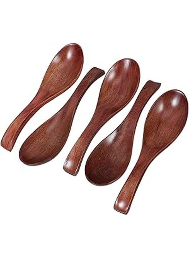 مجموعة ملاعق أرز خشبية يابانية من 5 قطع للطهي وتقديم حساء الرامن، أداة مطبخ متينة - Image 1