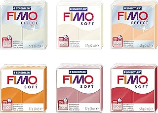 Fimo FIMO Soft & Effect Polymer Oven Modelling Clay - 57g - Set of 6 Colours - Mellow Tones - Image 1