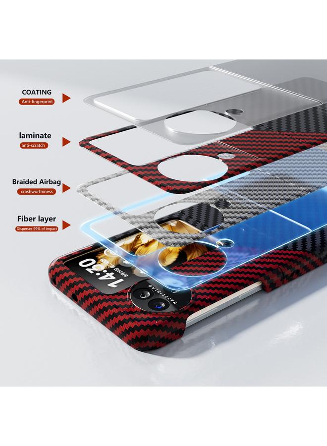 اس-توب جراب هاتف OPPO Find N3 Flip شامل وملصق من ألياف الكربون وغطاء حماية للهاتف - Image 4