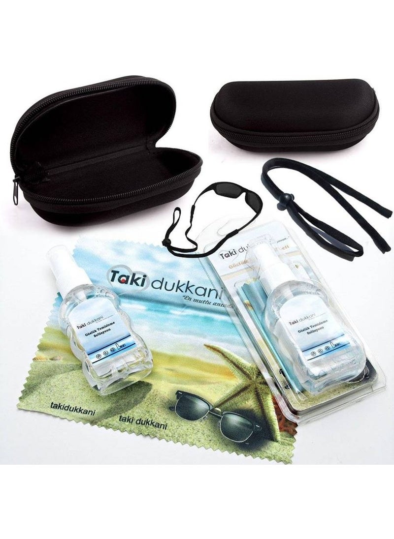 Takı Dükkanı Zippered Sunglasses Box Case Cleaning Kit Glasses Rope  - Image 1