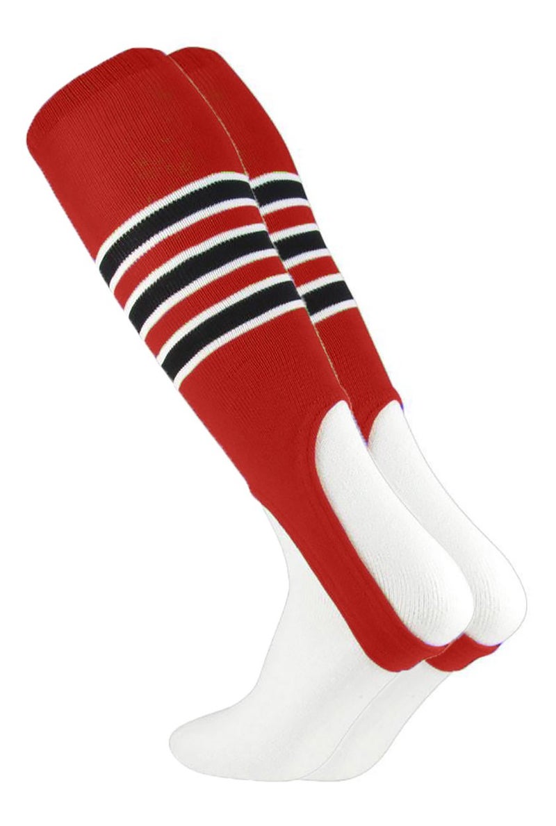 MadSportsStuff Baseball Stirrups Pattern D (Scarlet/Black/White, Large)