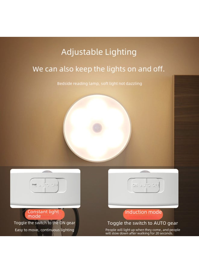 Generic Wireless Intelligent Human Body Induction Lamp Night Home Aisle Cabinet Bedroom Sleep Charging LED Bedside Night Light-Light Source Power:0.6W 600 MA-Light Color:C1598  Warm Light  - Image 5