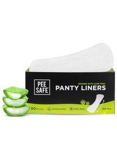 Pee Safe Panty Liners For Women Daily Use with Aloe Vera - 50 Liners | 185mm Long (Large Size) | Curvy Design For Extra Comfort | Cottony-Soft Surface| Keeps You Dry & Fresh All Day Long