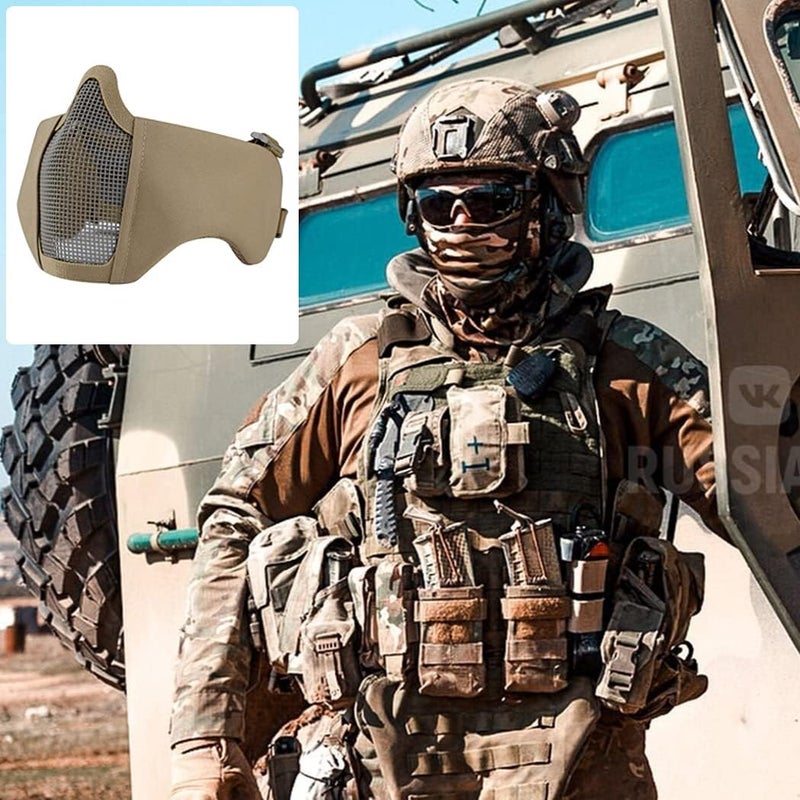 Aoutacc Foldable Airsoft Mesh Mask, Nylon Military Tactical Half Face Mesh Masks with Ear Cover Protection Adjustable CS Protective Lower Guardfor Mask CS Hunting Paintball Shooting - Image 4