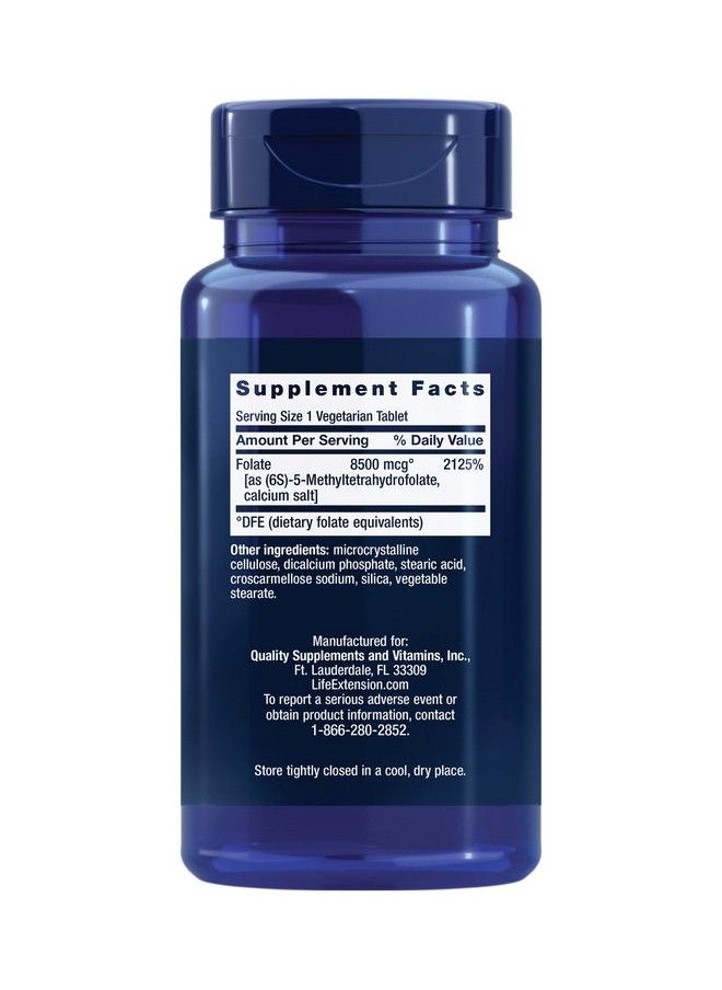 High Potency Optimized Folate 8500 Mcg L Methylfolate For Brain & Heart Health Active Form Of 5 Mthf Supplement Gluten Free Non Gmo Vegetarian 30 Count