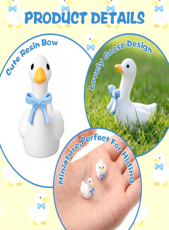 Fiwochic 100 Pcs Mini Gooses Resin Tiny Gooses Figurine with Bows for Small Desk Goose Gift Decor for Cake Topper, DIY Crafts, Micro Landscape Ornaments, Miniature Geese Animal Statues to Hide(Blue) - Image 4