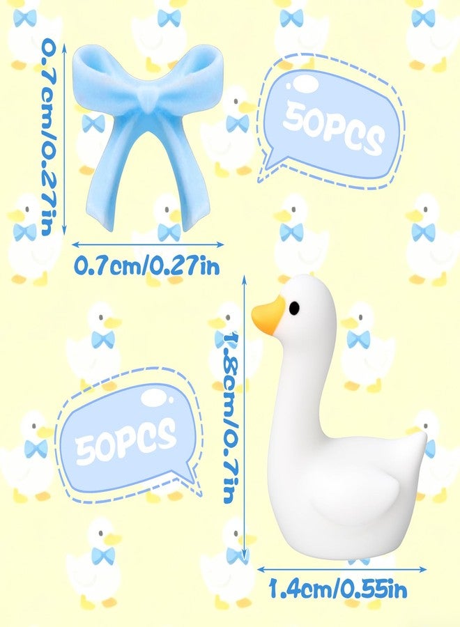 Fiwochic 100 Pcs Mini Gooses Resin Tiny Gooses Figurine with Bows for Small Desk Goose Gift Decor for Cake Topper, DIY Crafts, Micro Landscape Ornaments, Miniature Geese Animal Statues to Hide(Blue) - Image 3