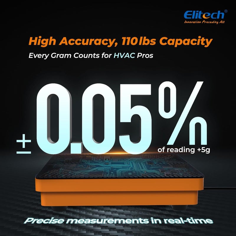 Elitech LMC-100F+ Refrigerant Charging Weight Scale 110Lbs Freon Scale High Precision for HVAC with Case - Image 3