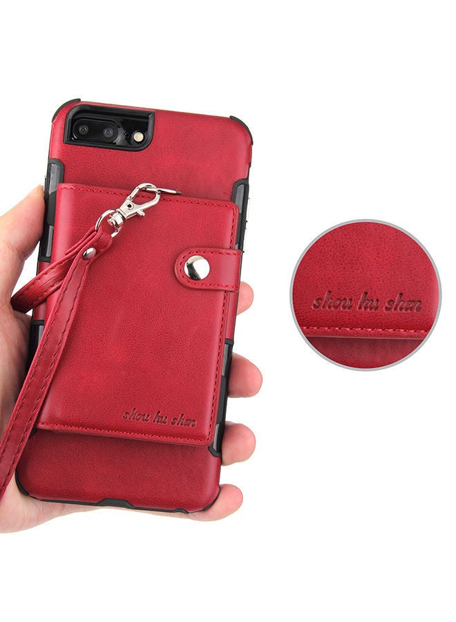 NIBEMINENT Protective Wallet Case Cover For Apple iPhone 7 Plus Wine Red  - Image 2