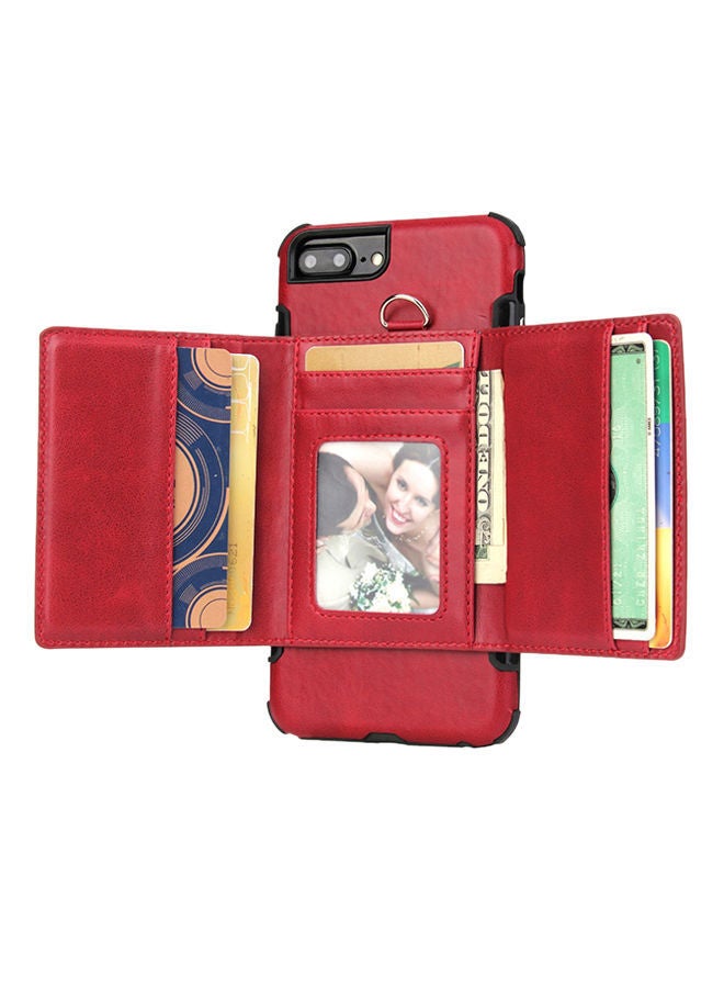 NIBEMINENT Protective Wallet Case Cover For Apple iPhone 7 Plus Wine Red  - Image 3