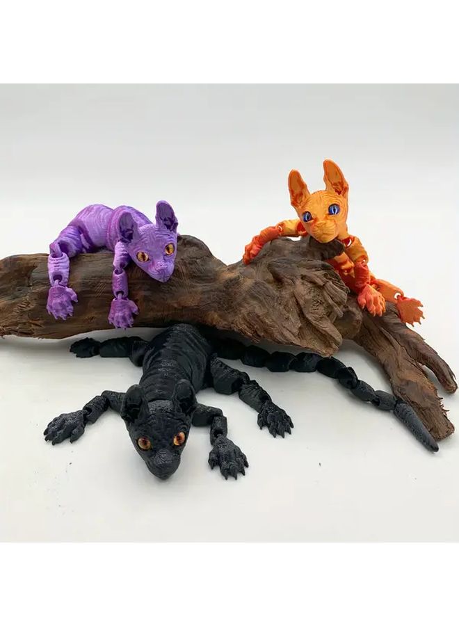 3D Printed Gradient Sphynx Cat Model Pink Purple Two-Color Vibrant Decorative Statue Realistic Fur Texture Home Desktop Decor Christmas New Year Birthday Halloween Easter Gift - Image 3