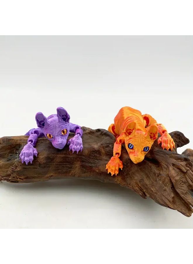 3D Printed Gradient Sphynx Cat Model Pink Purple Two-Color Vibrant Decorative Statue Realistic Fur Texture Home Desktop Decor Christmas New Year Birthday Halloween Easter Gift - Image 5