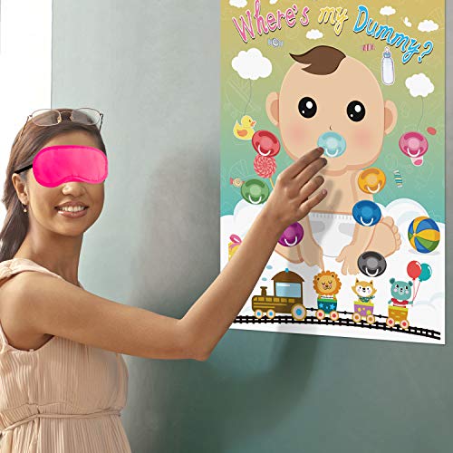Fepito Baby Shower Party Games - Pin The Dummy On The Baby Game with 24pc Pacifier Stickers - Image 4