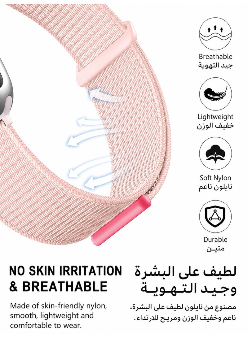 عبوة من قطعتين من أسورة رياضية من النايلون بحلقة (Sport Loop) متوافقة مع Apple Watch، مقاس 44 مم/45 مم/46 مم/49 مم، حزام رياضي من النايلون الناعم قابل للتعديل لساعة iWatch Ultra 3/Ultra 2/Ultra وسلسلة Series 11 و10 و9 و8 و7 و6 و5 و4 وSE3/SE2/SE، لون ضوء النجوم/وردي - Image 2