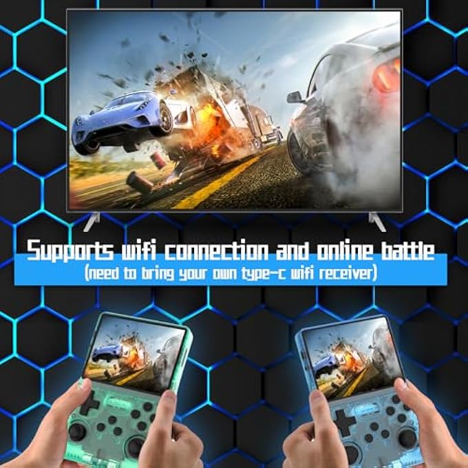 [30000 IN 1 R40S PRO HANDHELD GAME CONSOLE 3.5 INCH IPS SCREEN MINI RETRO CONSOLE 3800MAH PORTABLE POCKET ARCADE 45+ MAINSTREAM EMULATOR 256G TF CARD TRANSPARENT.(GREEN) - Image 2
